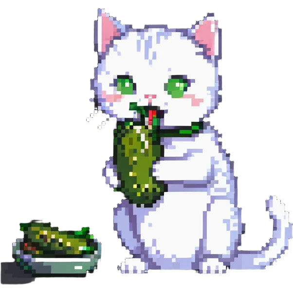 cat eating a pickle emoji