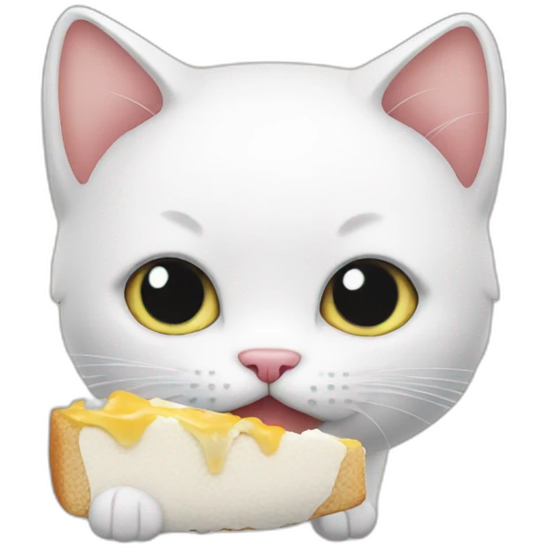 white kitty eats emoji
