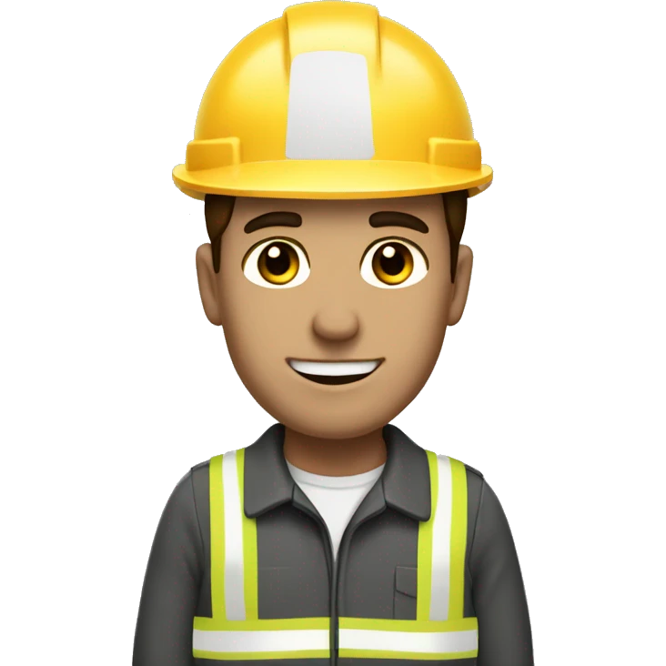 Brown haired man with a construction uniform , with the face dirty from charcoal  emoji