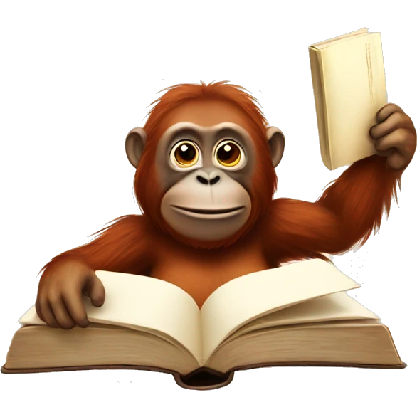 orangutan old with a book emoji