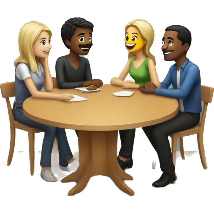 4 people talking around a table emoji