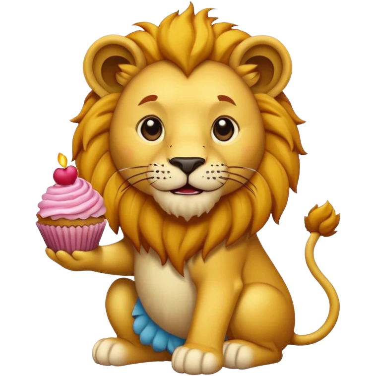 lion with cupcake emoji