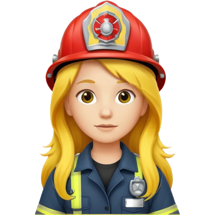 girl fireman with long yellow hair emoji