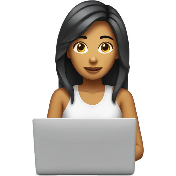 chica cabello largo con laptop emoji