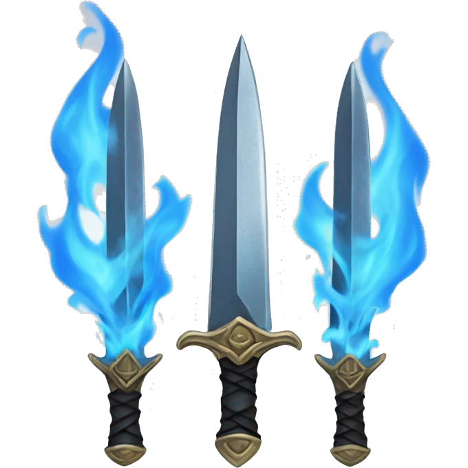 Daggers with blue flames behind them emoji