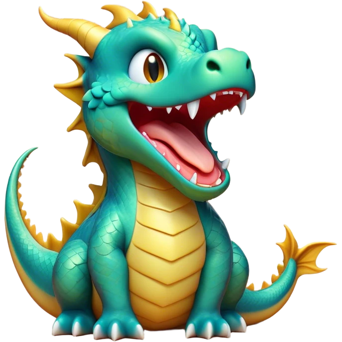 Cinematic Cute Yawning Dragon Portrait Emoji, Head tilted slightly with a dramatic, wide-open yawn, showcasing a soft, lustrous scaled body with gently drooping fins and half-closed, drowsy eyes, each scale rendered in exquisite detail under natural light; high shine, relaxed yet expressive, styled with a dash of fantastical charm, soft glowing outline, capturing the essence of a sleepy yet affectionate dragon that appears ready to stretch out and rest in its enchanted lair! emoji
