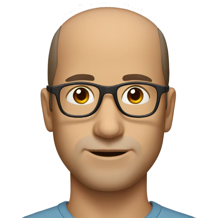 Man with receding hair line brown hair and brown eyes andglasses  emoji
