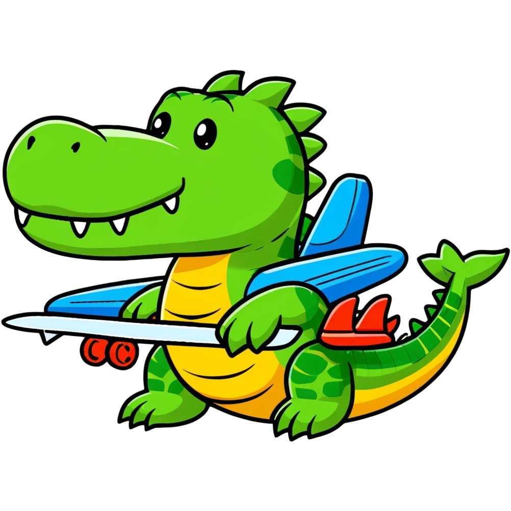 crocodile with airplane emoji