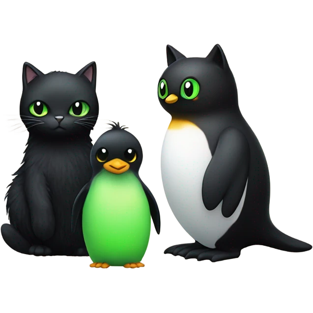 black cat and penguin  emoji
