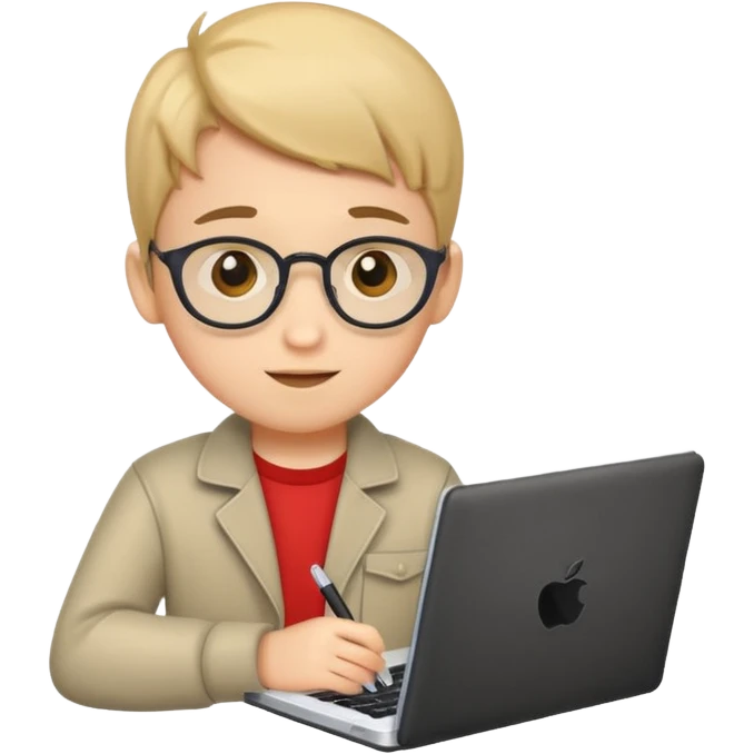 Cute boy programmer with notebook emoji