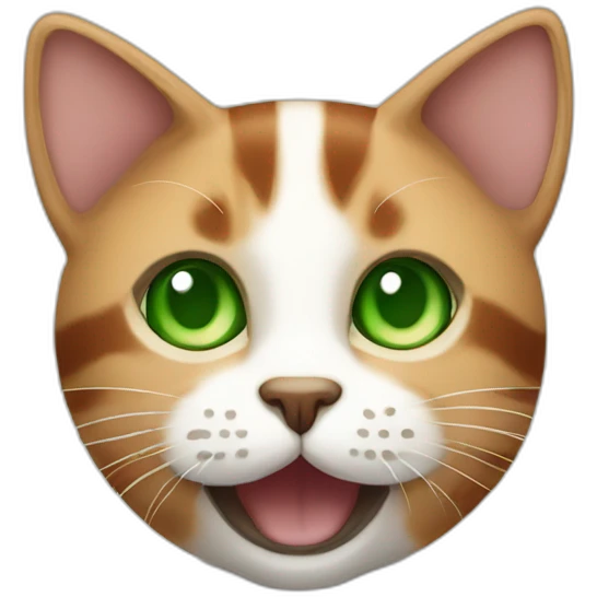 a cinnamon and white striped cat with green eyes emoji