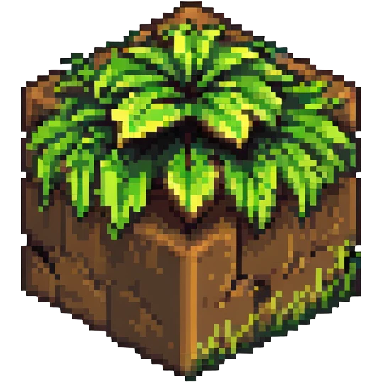 Minecraft grass block, square shape, brown and green, smooth emoji