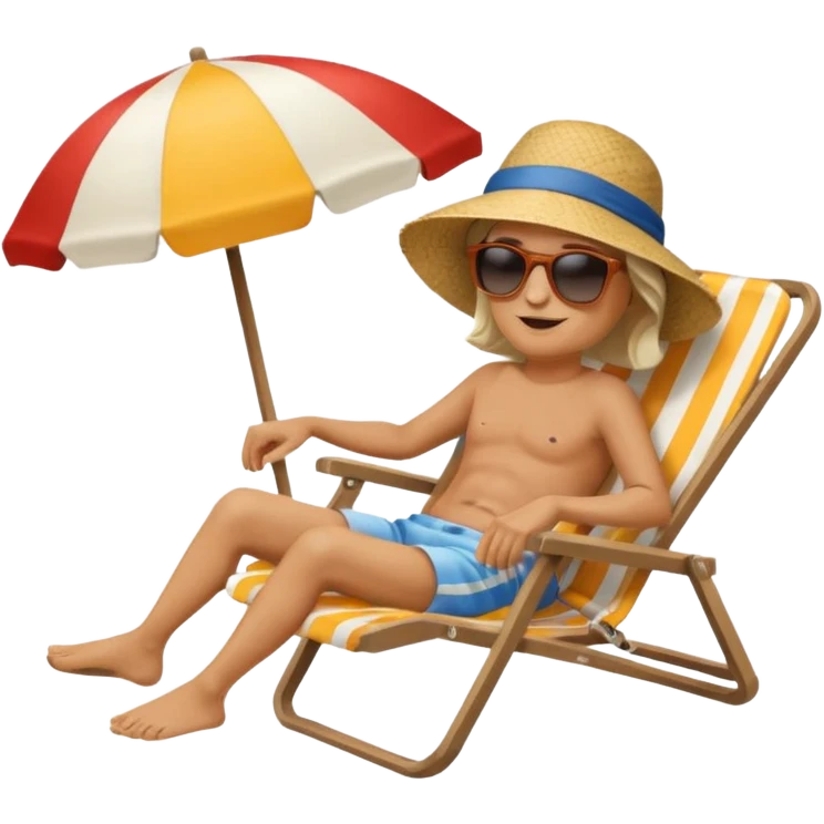 an emoji that is representative for someone who is old, retired and is lying in an sun-chair at the beach to recover from retiring-stress emoji