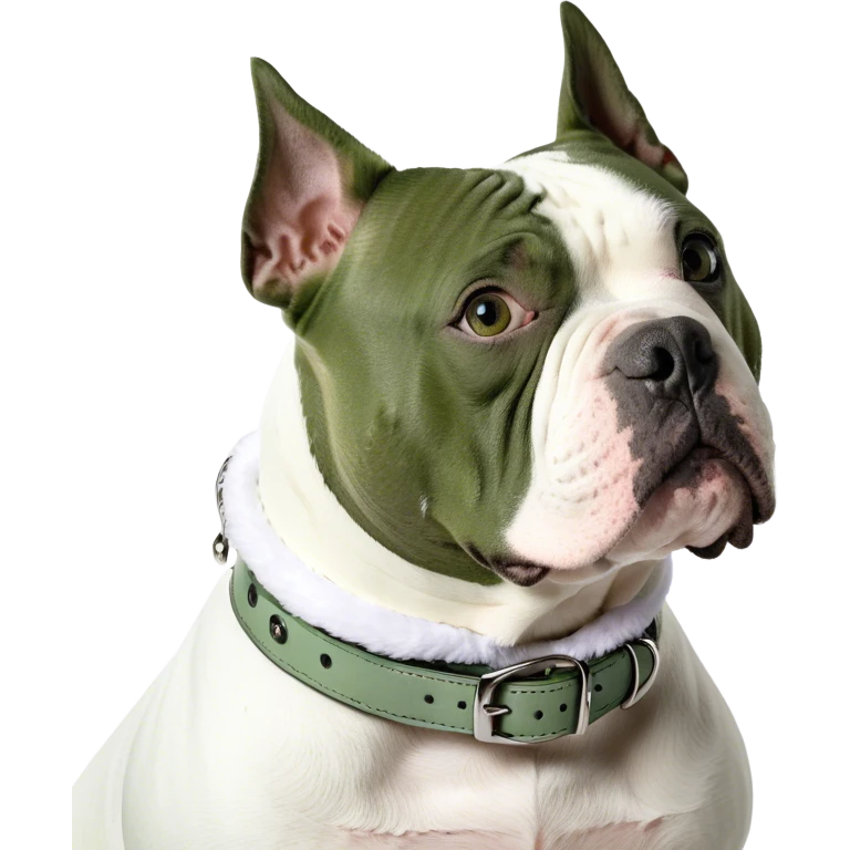 American bully white with grey patch over eye emoji