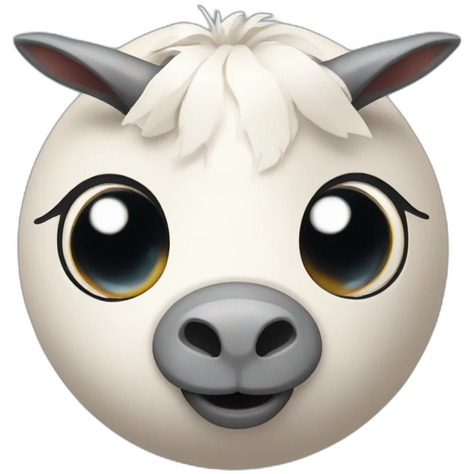 3d sphere with a cartoon Goat skin texture with big underdeveloped eyes emoji