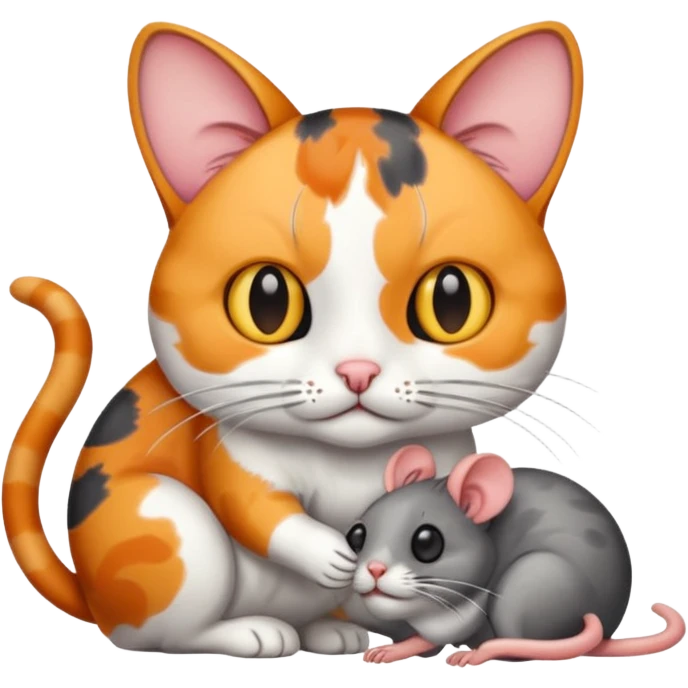 A cat holding a dead mouse emoji