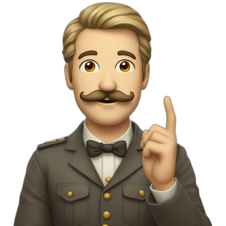 Homme à moustache faisant un salut de la main emoji