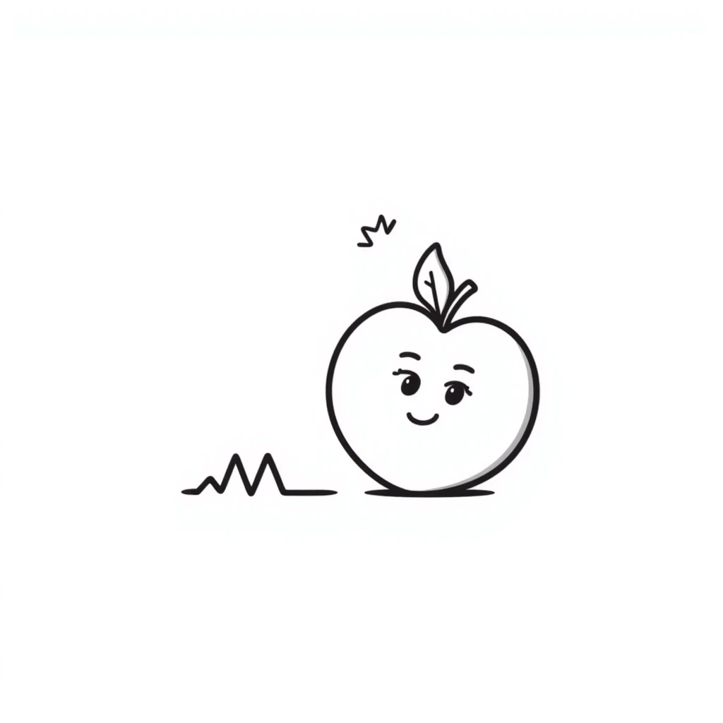 hand-drawn peach emoji with heartbeat monitor line emoji