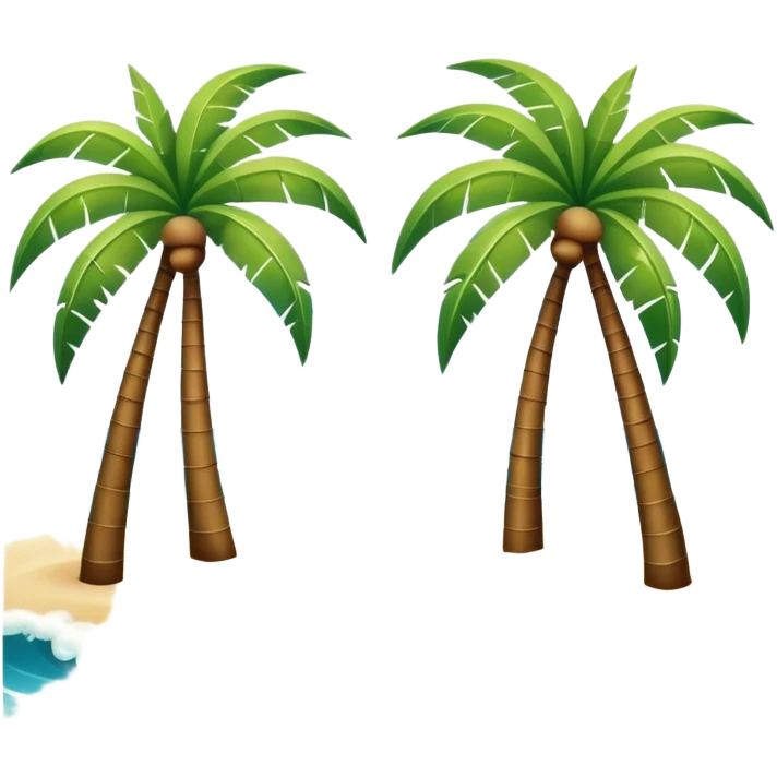 sunny beach with palm trees and waves emoji