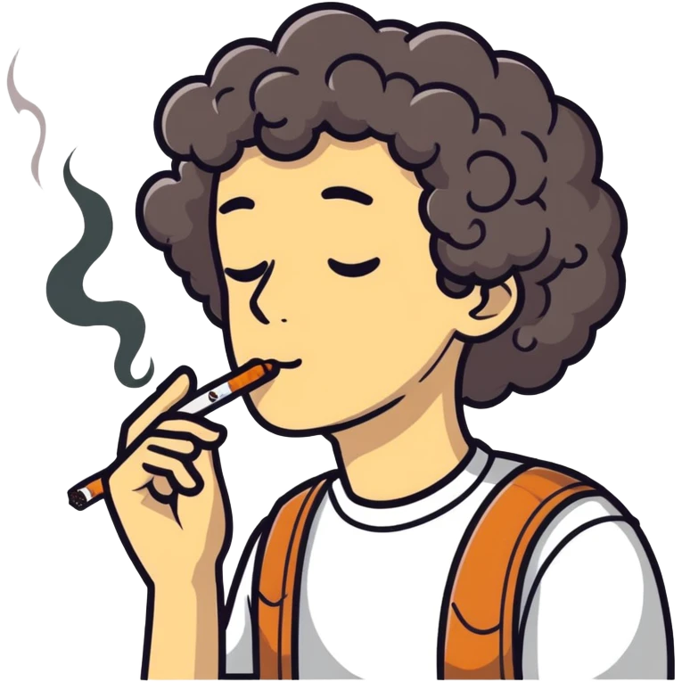 una persona con capelli ricci fumando emoji