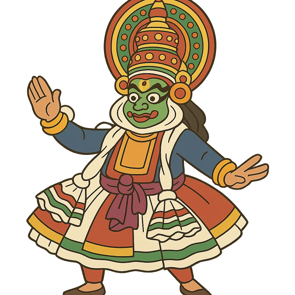 Kathakali dancer with colorful makeup and costume emoji