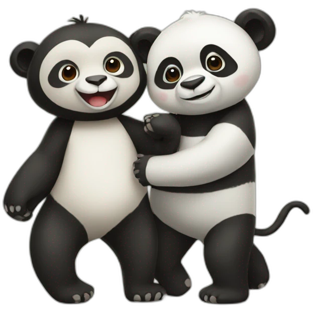 Panda and monkey holding hands  emoji