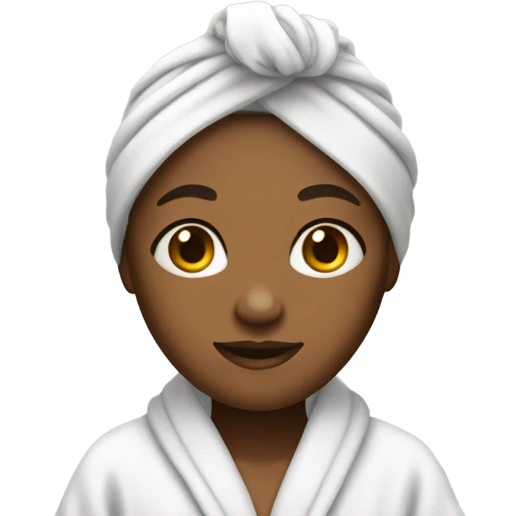 light completed girl in bath robe with hair towel emoji