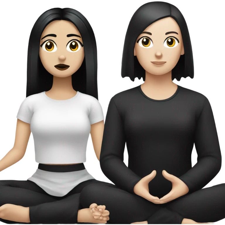 goth white girl and black hair meditating emoji