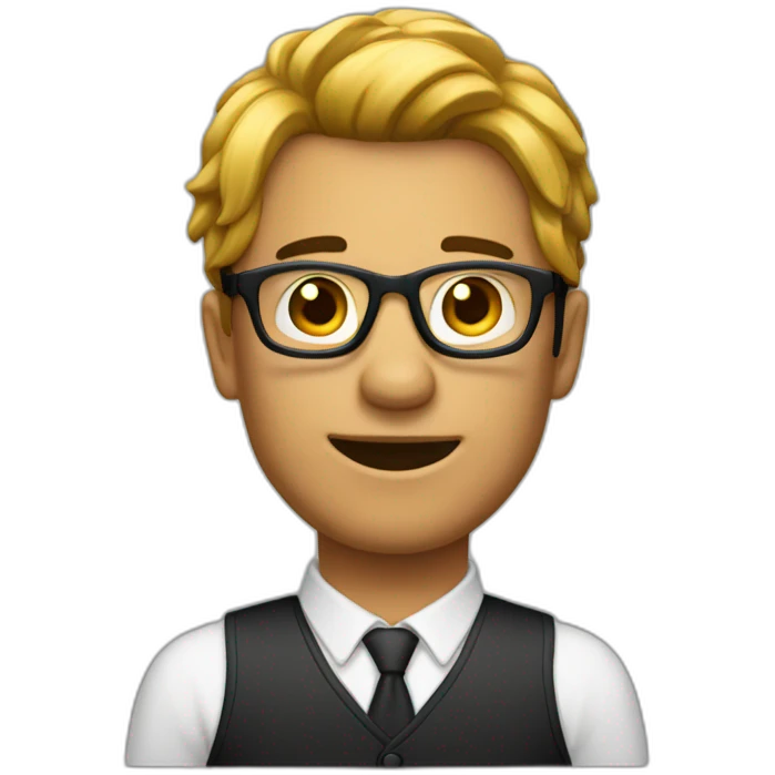 Homme cheveux long noir avec lunette emoji