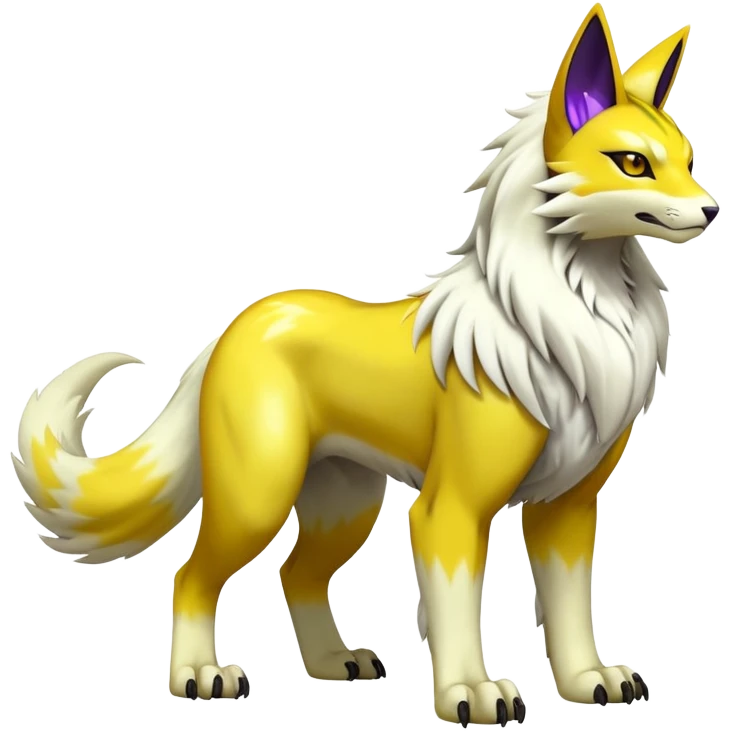 Shiny Elemental Exotic Renamon-Raikou-Liepard-Persian-Pokémon-Fakémon-hybrid-creature (full body) emoji