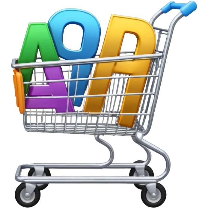 shopping cart with AI letters inside emoji