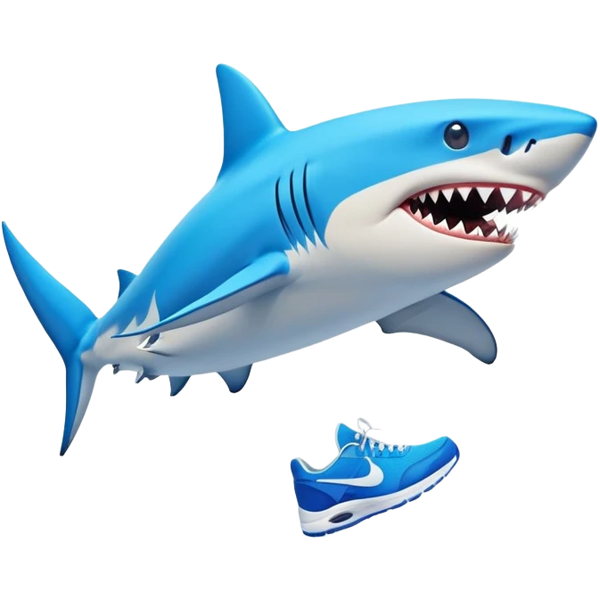 “Tralalelo Tralala — a surreal shark with three legs wearing blue Nike sneakers, running joyfully. Cartoon style, vibrant colors, meme-inspired.” emoji