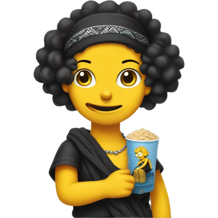 Lisa Simpson in a black bandana with Bonnom in her hands emoji