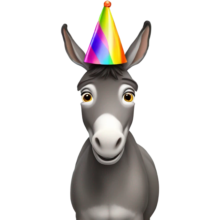 Donkey wearing a party hat emoji
