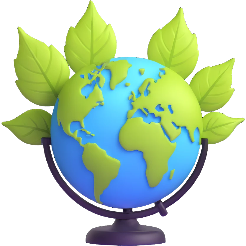 modern 3D eco-friendly logo with leaf and globe emoji