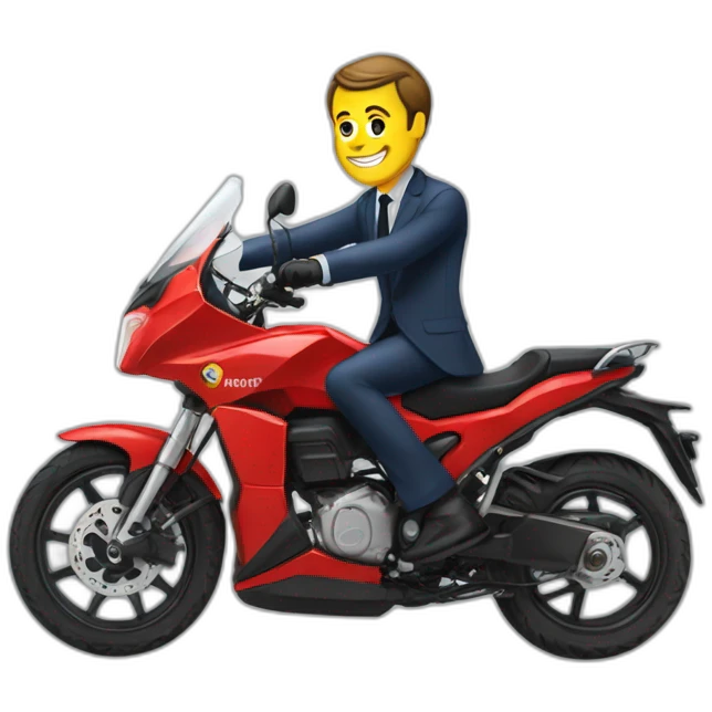 Macron qui lève un moto emoji