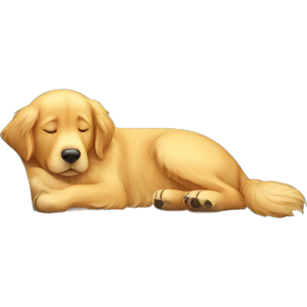 A golden retriever sleeping on couch emoji