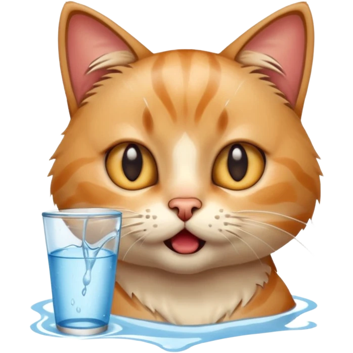 Cat being in shock while drinking water  emoji