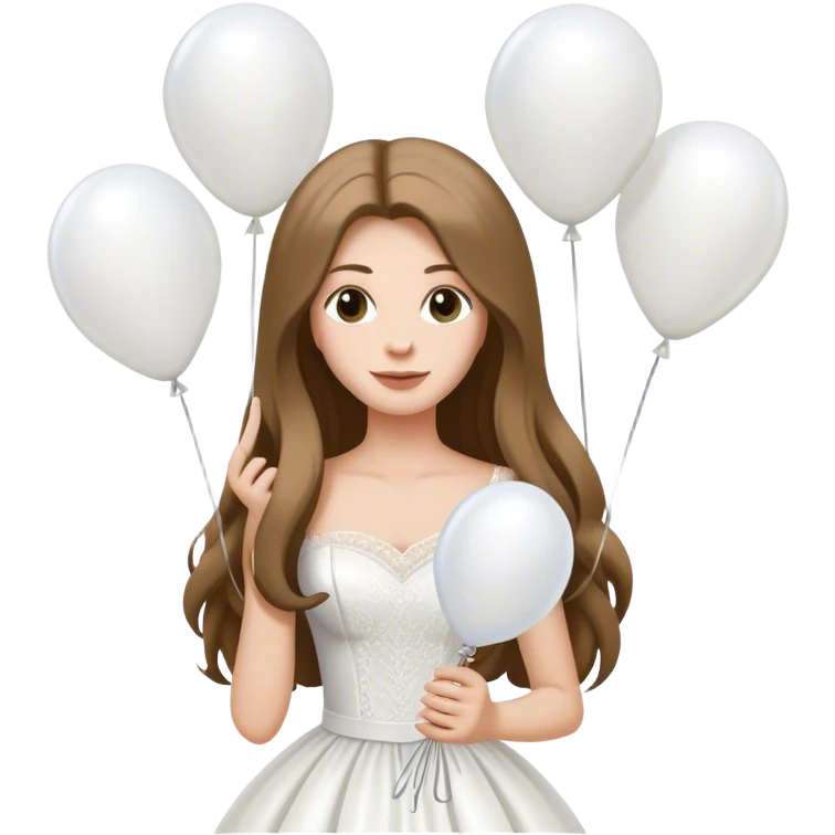 bride with long hair holding white balloons emoji