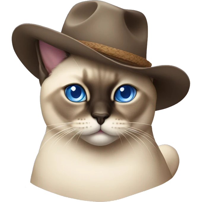 Fat Siamese cat crossed blue eyes lavender cowboy hat emoji