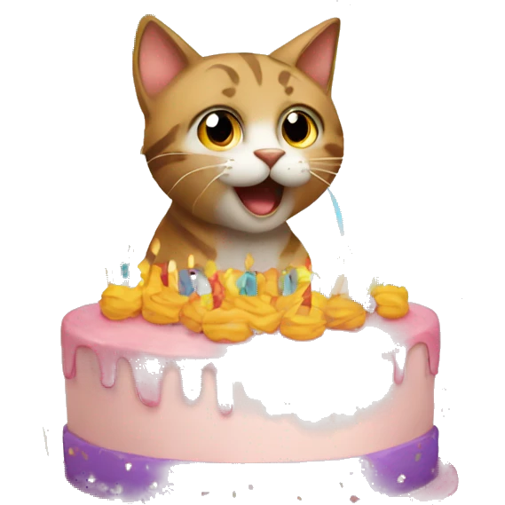 four birthday cats emoji