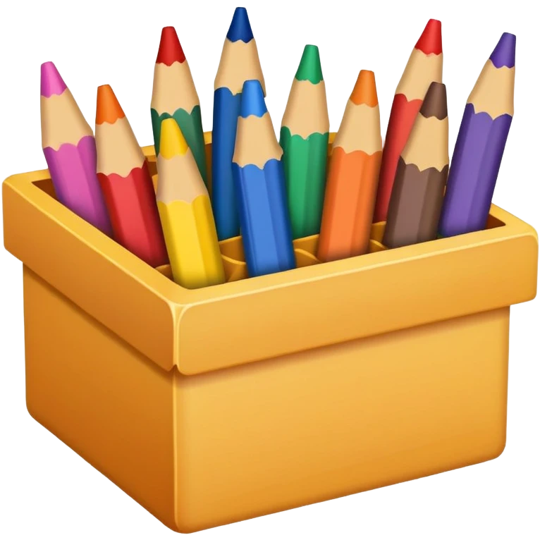 Box of crayons with different colors emoji