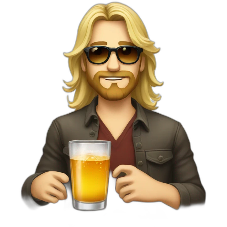 Dude blond glasses beard long hair drink rhum emoji