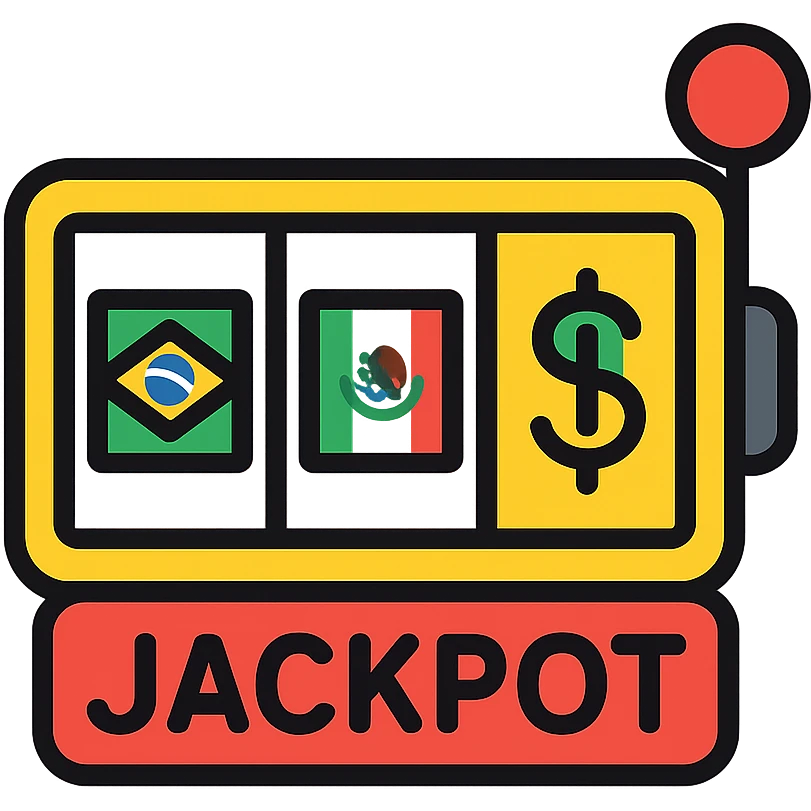colorful outline icon of a jackpot with Brazilian and Mexican symbols emoji