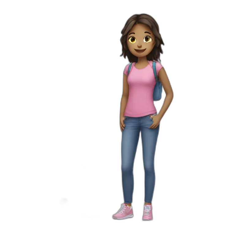 Une fille avec un chat emoji