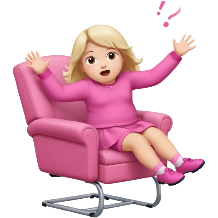Little Girl fat but not too fat falling off of a chair half in the air chair with pink clothes on standing on chair but fell off emoji