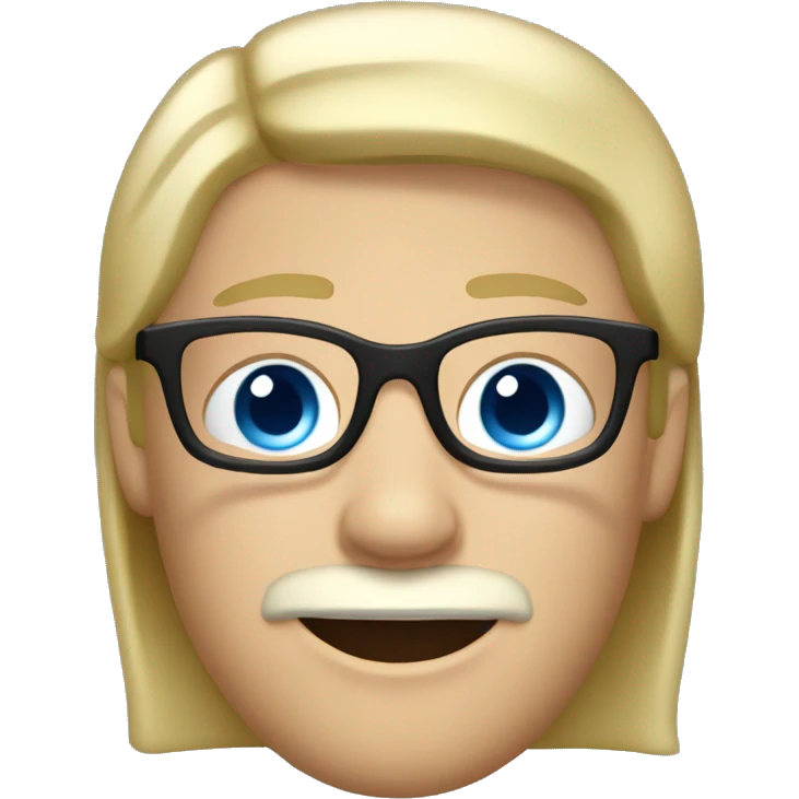 Blond guy with facial hair, eyeglasses and blue eyes emoji