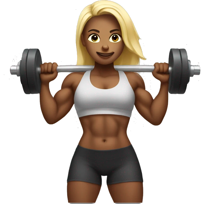 Bodybuilder woman, buff, lifting weights  emoji