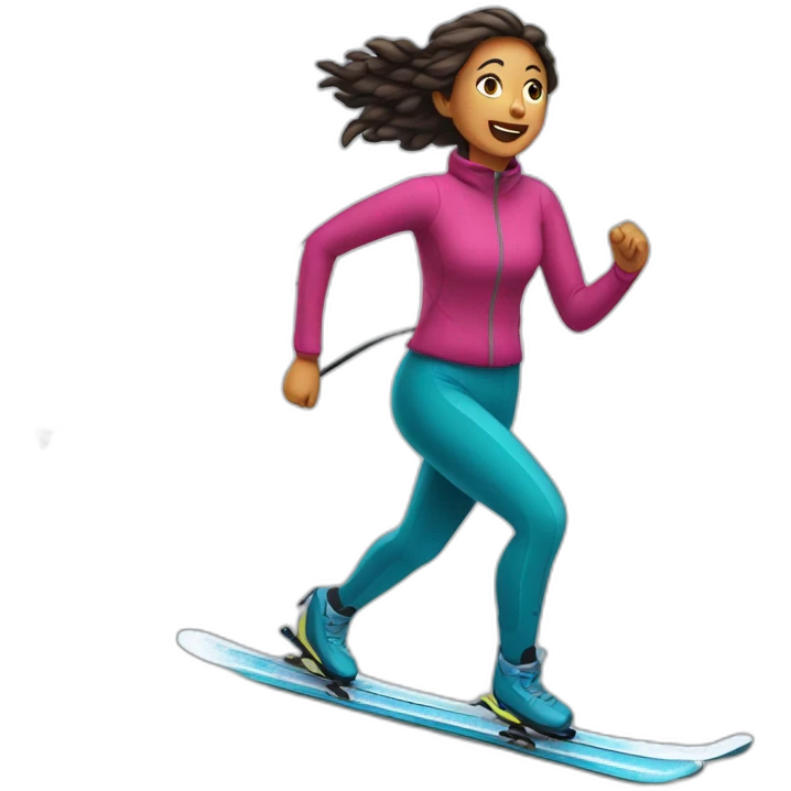 Woman running away on skis emoji