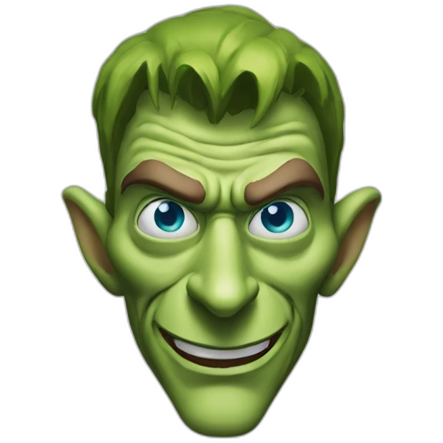 Long nose, green goblin with blue eyes emoji